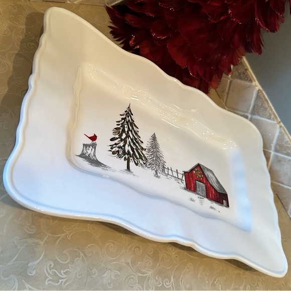⛄️Country Winter Scene Canister & Matching Serving Plate - Picture 6 of 10